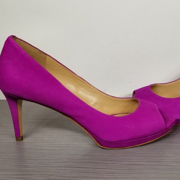 Enzo Angiolini 'Gelabelle' Peep Toe Pump, Purple Leather, Womens Size 7 M - Picture 7 of 10